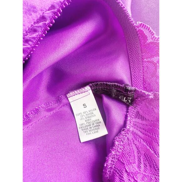 Vintage Y2K Frederick’s Of Hollywood Size Small Purple Silky Halter lace Chemise - Picture 5 of 6